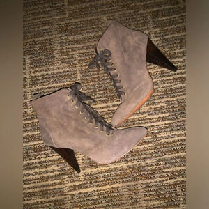 Y2k indie Sleeze Betsey Johnson booties green lace up designer vintage $300